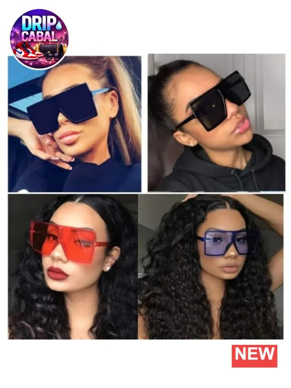 Oversized Square Sunglasses UV Protection Fashion Shades